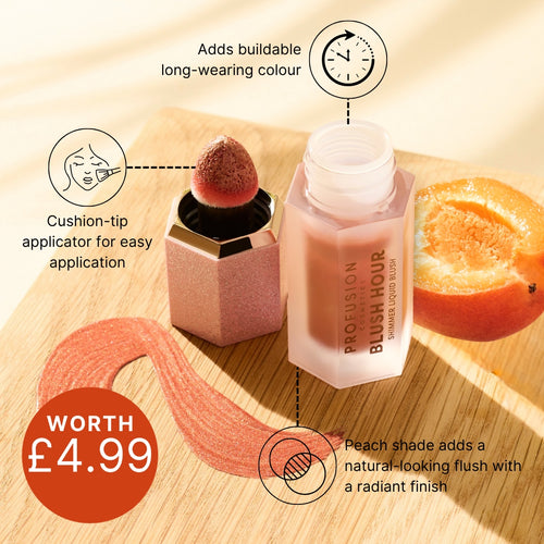 Profusion Cosmetics Blush Hour Shimmer Liquid Blush in the shade Peach Mimosa