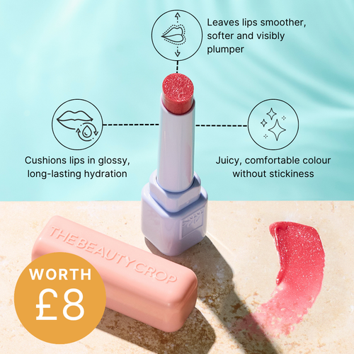 The Beauty Crop Peptide Calm Hydrating and Plumping Melting Lip Balm in the shade Popping Peony
